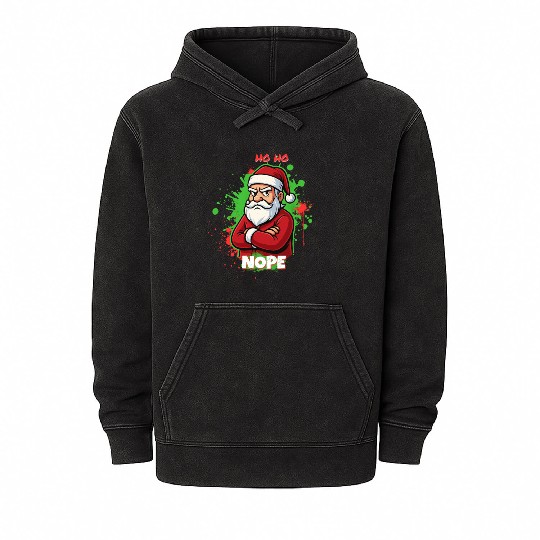 Ho Ho Nope – Grumpy Santa Art Mineral Wash Hoodies