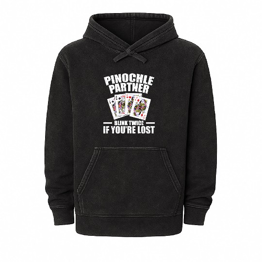 Pinochle Partner Blink Twice If You're Lost Mineral Wash Hoodies
