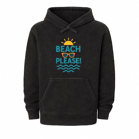 Sunny Beach Vacation Graphic Mineral Wash Hoodies