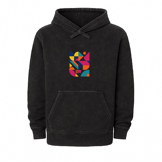 Geometric Abstract Artwork Mineral Wash Hoodies