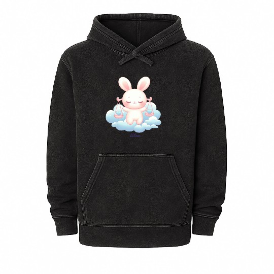 Sweet Bunny Libra Illustration Mineral Wash Hoodies