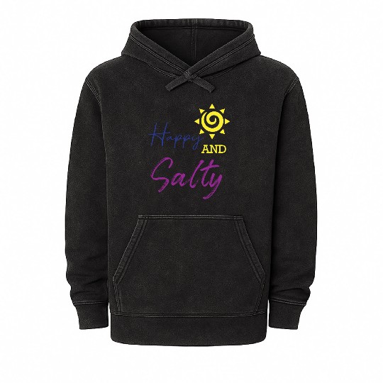 Happy & Salty Sun Design Mineral Wash Hoodies