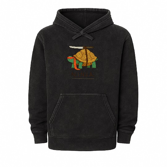 Ninja Turtle Warrior Illustration Mineral Wash Hoodies