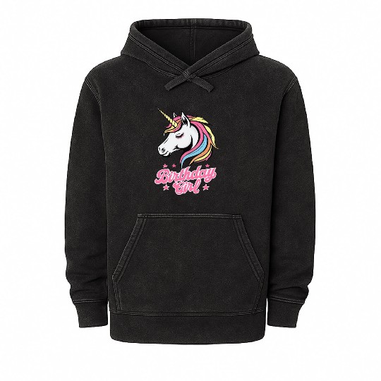 Sparkling Rainbow Unicorn Birthday Mineral Wash Hoodies