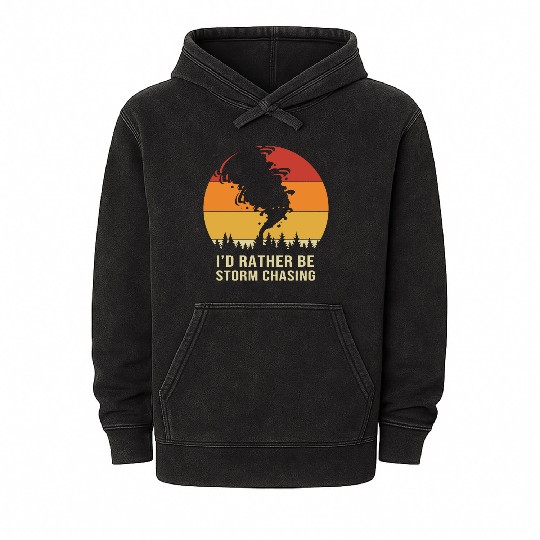 Storm Chaser Weather Lightning Mineral Wash Hoodies