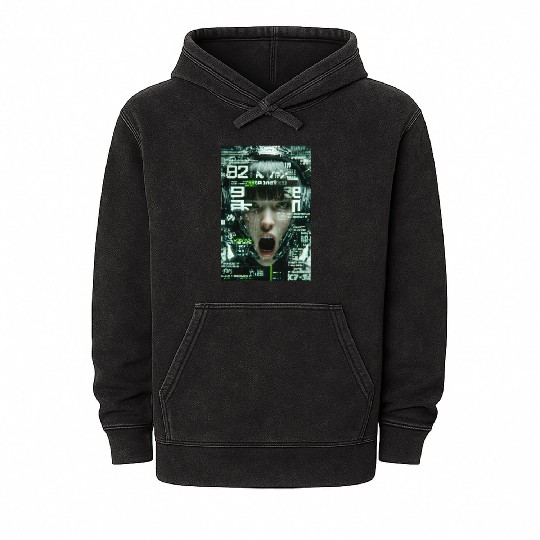 Cyberpunk Digital Scream Mineral Wash Hoodies
