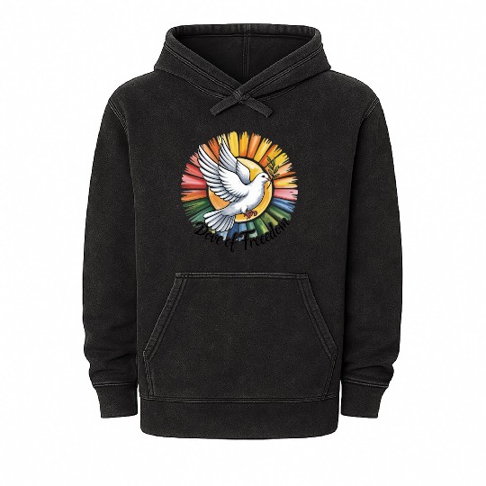 Peaceful Dove with Olive Branch Design Mineral Wash Hoodies