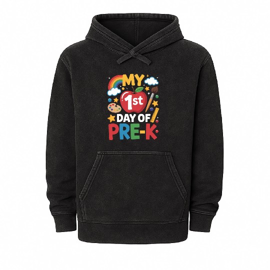 My 1st Day of Pre-K Rainbow Apple School Mineral Wash Hoodies