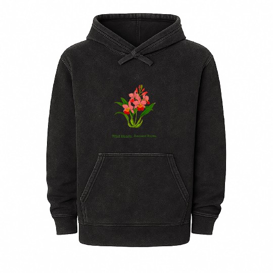 Wild Heart Orchid Botanical Design Mineral Wash Hoodies