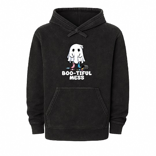 BOO-TIFUL MESS - GHOST HALLOWEEN Mineral Wash Hoodies