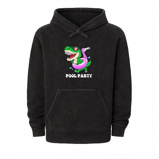 Pool Party Squad Dinosaur Swimming Mineral Wash Hoodies