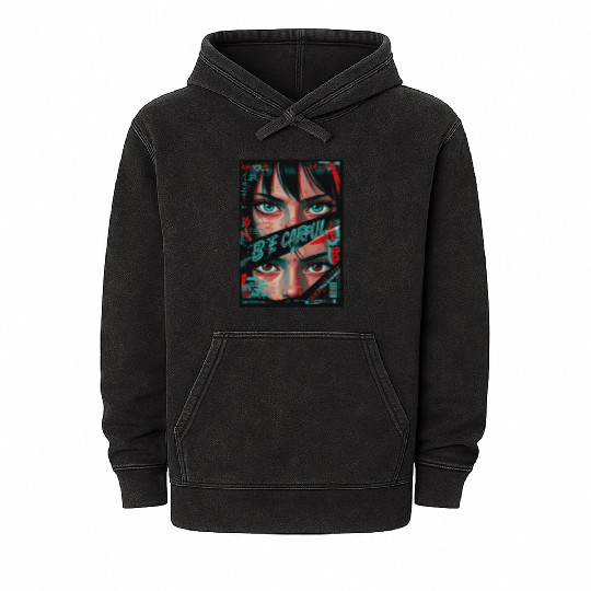 Cyberpunk Eyes Art Print Mineral Wash Hoodies
