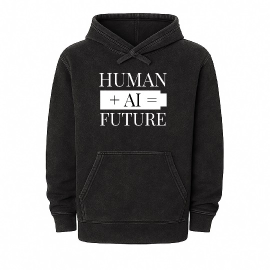 Human AI Future Mineral Wash Hoodies