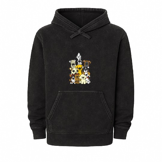 National Dog Day Mineral Wash Hoodies: Cute Cartoon Dog Breeds
