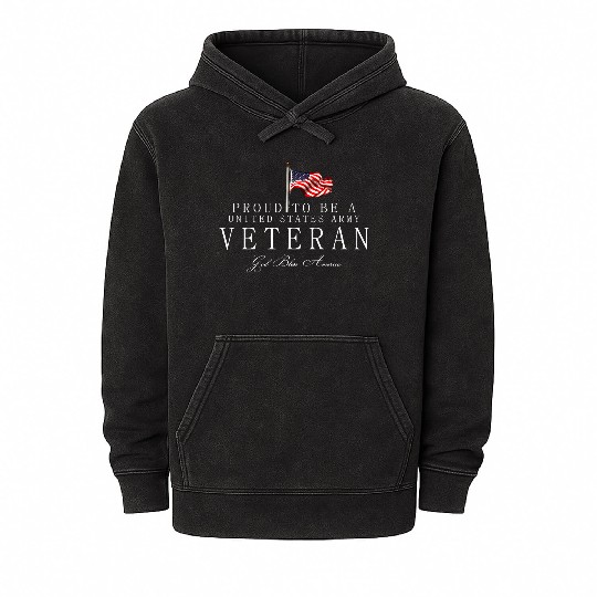 Proud To Be A US Army Veteran Mineral Wash Hoodies