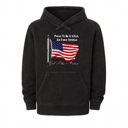 Proud To Be A US Air Force Veteran Mineral Wash Hoodies