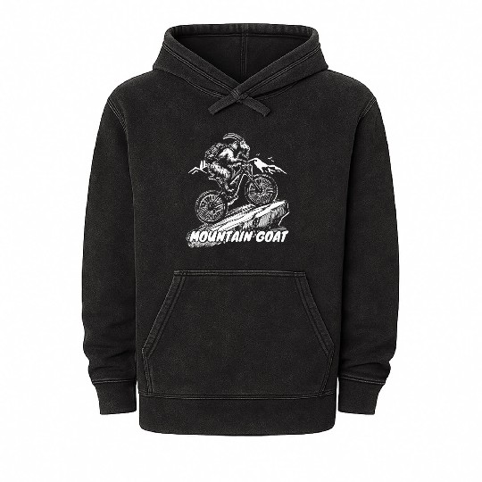 Mountain Goat on Bike Mineral Wash Hoodies