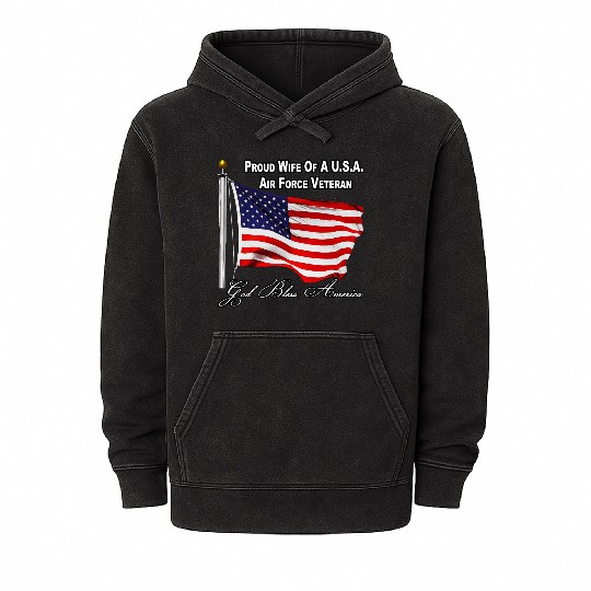 Proud Wife Of A US Air Force Veteran Mineral Wash Hoodies