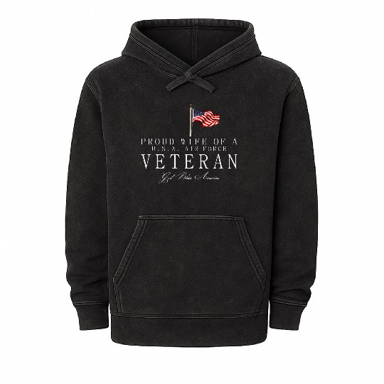 Proud Wife Of A US Air Force Veteran Mineral Wash Hoodies