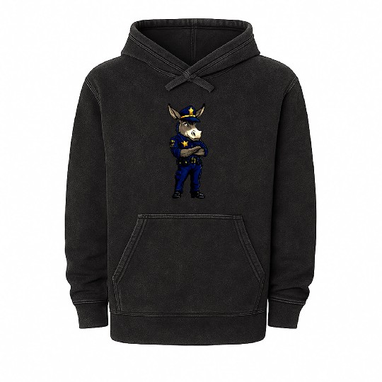 Police donkey Mineral Wash Hoodies