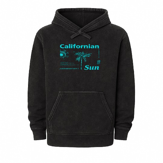 California Sun Fireworks Illustration Mineral Wash Hoodies