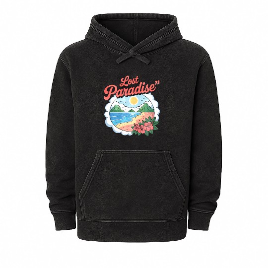 Lost Paradise Tropical Scene Mineral Wash Hoodies