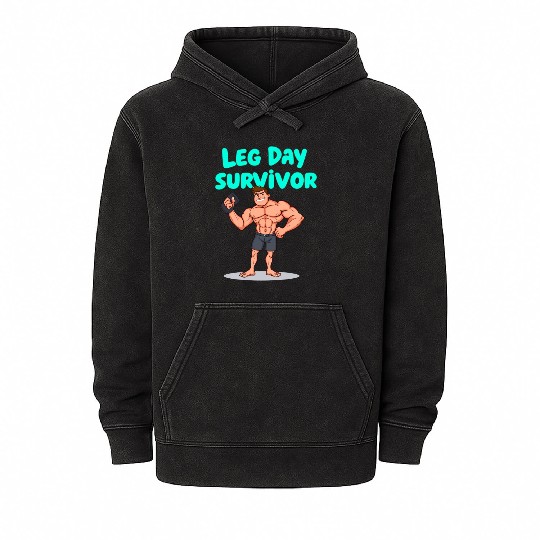 Leg Day Survivor Gym Mineral Wash Hoodies