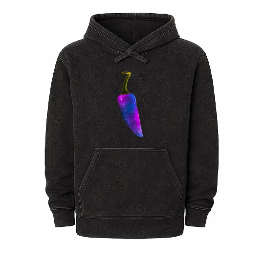 Galaxy Themed Chili Pepper Design Mineral Wash Hoodies