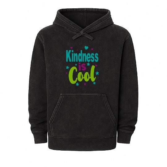 Colorful 'Kindness is Cool' Typography Mineral Wash Hoodies