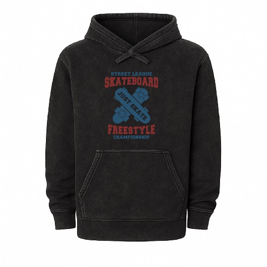 Skateboard Freestyle Championship Design Mineral Wash Hoodies