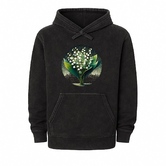 Mystical Lily of the Valley Illustration Mineral Wash Hoodies