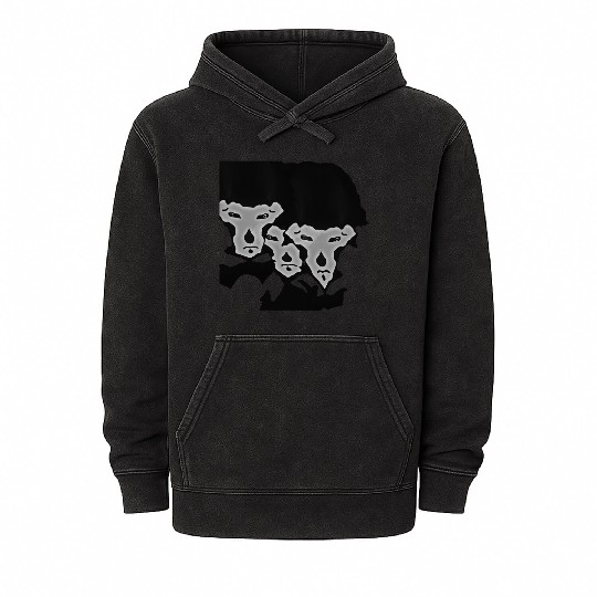 Abstract Animal Mask Silhouettes Mineral Wash Hoodies