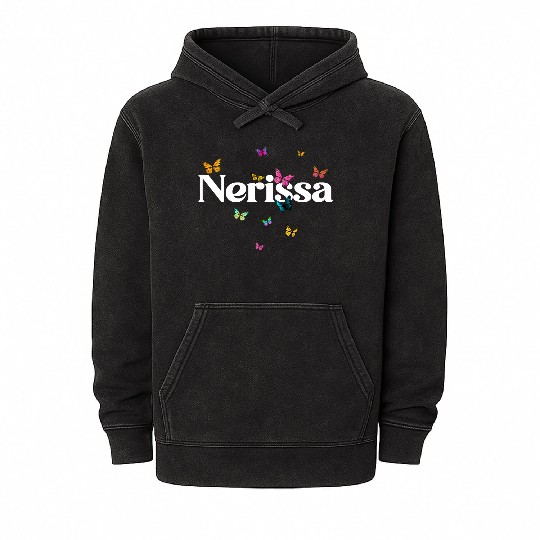 Colorful Butterfly NERISSA NAME Mineral Wash Hoodies