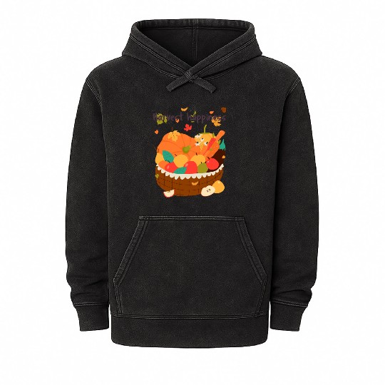 Harvest Happiness Fall Produce Illustration Mineral Wash Hoodies