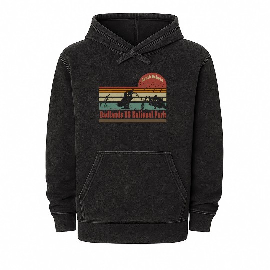 Badlands US National Park South Dakota Travel Mineral Wash Hoodies