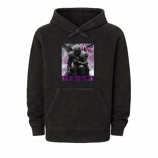 Rise of The Fallen Knight Dark Fantasy Warrior Mineral Wash Hoodies