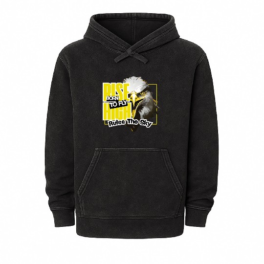 Eagle with Bold Flight Theme Mineral Wash Hoodies