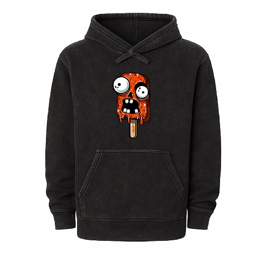 ice cream zombie 02 Orange grunge sour scream Pop Mineral Wash Hoodies