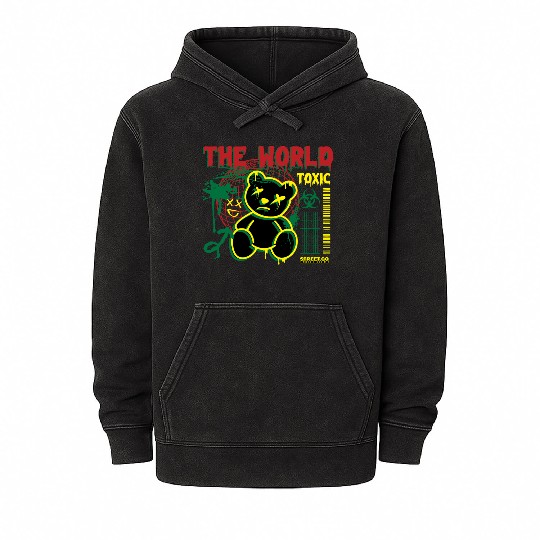 Toxic World Kawaii Bear Artwear Mineral Wash Hoodies