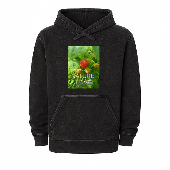 Vivid Raspberry and Greenery Nature Design Mineral Wash Hoodies