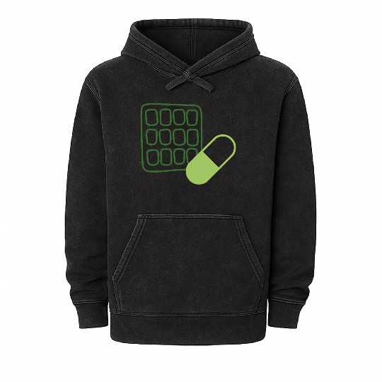 Waffle Pill Logo GnG Mineral Wash Hoodies