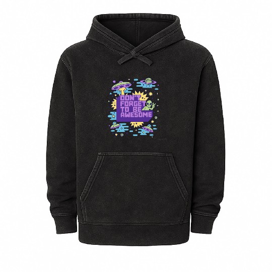 Cosmic Alien Space Adventure Design Mineral Wash Hoodies
