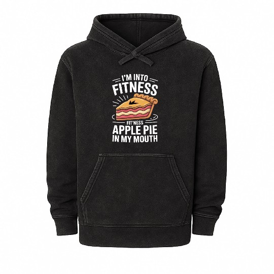 Fitness Apple Pie Phrase Graphic Mineral Wash Hoodies