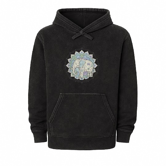 Elephant Mandala Mindfulness Design Mineral Wash Hoodies