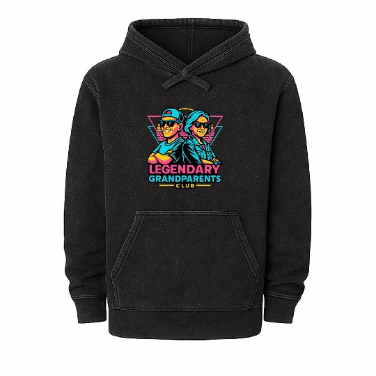 Legendary Grandparents Retro Neon Mineral Wash Hoodies