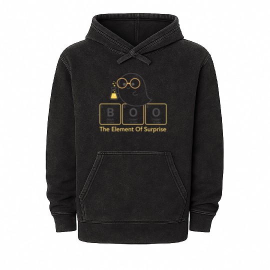 BOO - The Element of Surprise Cute Ghost Chemistr Mineral Wash Hoodies
