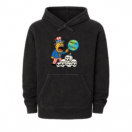 Angry Uncle America Confronts Global Enemies Mineral Wash Hoodies