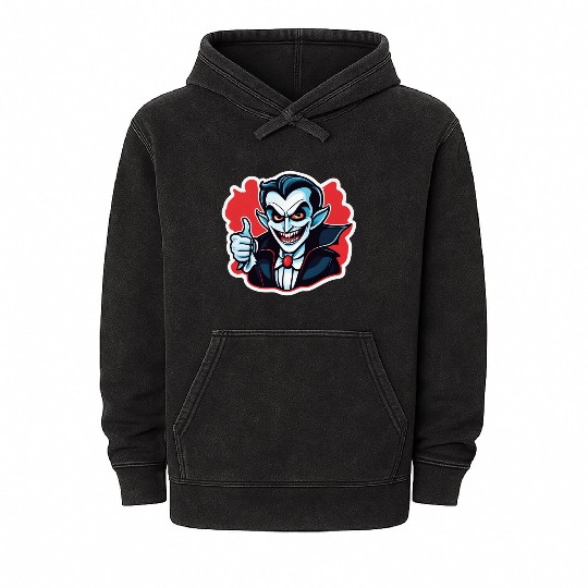 Vampire Villain Cartoon Illustration Mineral Wash Hoodies