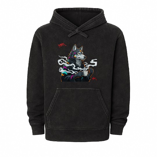 anthropomorphic wolf streatwear Mineral Wash Hoodies
