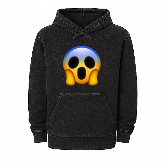 Expressive Scream Emmoticon Mineral Wash Hoodies
